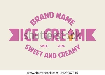 Retro vintage ice cream shop logo design template. Retro ice cream badge