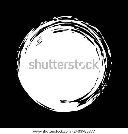 Hand painted grunge circle. Black round blob hand drawn with ink brush. Vector illustration