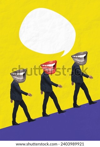 Big Mouth Surreal Business Concepts. Creative Collage. Textured Background For Your Copy Space.