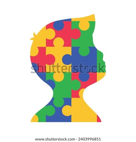 autism brain with puzzles illustration