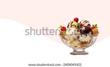 Ice cream disocunt offer banner with blank space for text. banner poster, website slider.
