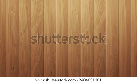 Realistic brown wood table top view. Vertical wood planks texture background illustration