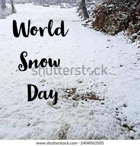 Enjoy the background of snow falling from the sky. Handwriting text banner vector art. World snow day. Vintage greeting card. Vector illustration.