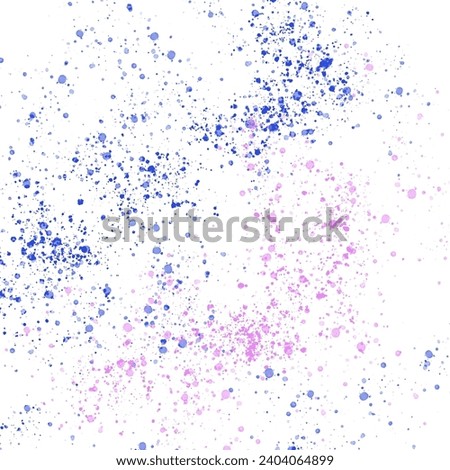 Messy isolated patches of blue and pink watercolor paint with speckles on a white background. Drops of paint, small drops. Stylish abstract pattern background. Royalty-Free Stock Photo #2404064899