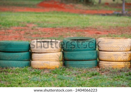 Old and abandoned tires in a natural environment