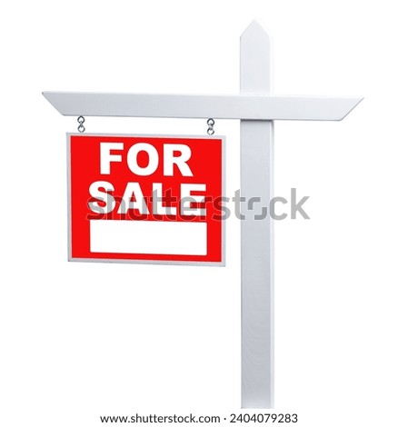 Left Facing For Sale Real Estate Sign Isolated on a White Background
