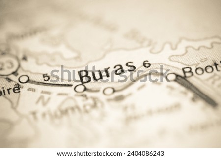 Buras. Louisiana. USA on a geography map Royalty-Free Stock Photo #2404086243