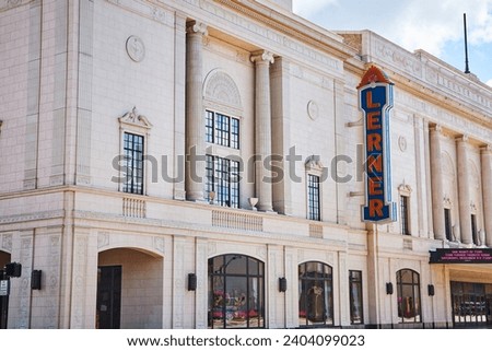 Lerner Theater Classical Facade - Downtown Elkhart Daytime