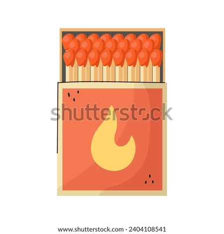 Cute cartoon style illustration of a matchbox. Royalty-Free Stock Photo #2404108541
