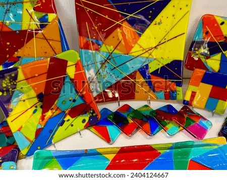 Attractive colorful handicrafts of glass work