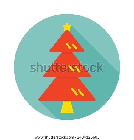 Christmas Tree Long Shadows Icon Vector Illustration Isolated on Transparent Background. Use for Xmas, Decoration, Greeting Card Etc.