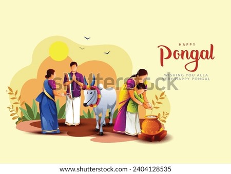 Tamil Nadu festival Happy Pongal. holiday Background, greeting card, abstract vector illustration design.	 Royalty-Free Stock Photo #2404128535