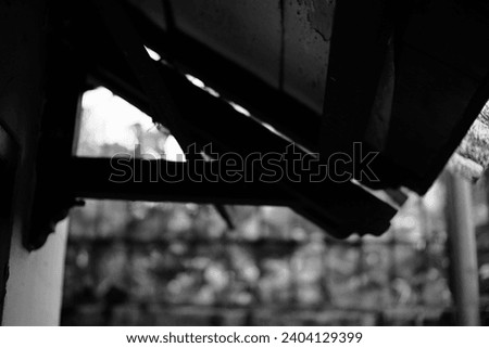 photo of house roof on a sunny day in black and white