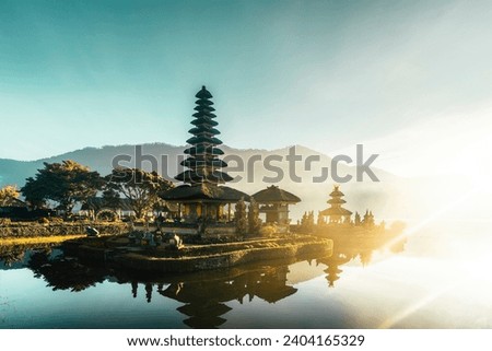 Ulun Danu Beratan Temple in Bali - Bali's Iconic Lake Temple, is both a famous picturesque landmark and a significant temple Royalty-Free Stock Photo #2404165329