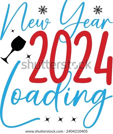 2024 Loading Happy New Year Groovy Wavy Retro Sublimation T-shirt Design.