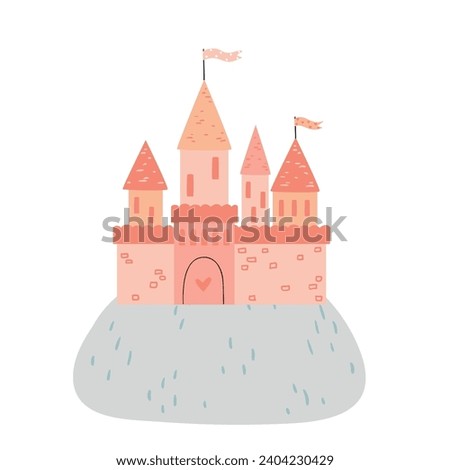 A charming vector illustration of a castle, perfect for a poster in a child's room.