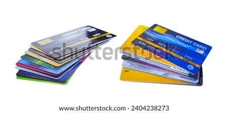 Credit card on white background, Financial development, Accounting, Statistics, Investment Analytic research data economy office Business company banking concept.