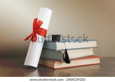 education diploma certificate small graduation hat