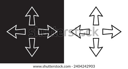 Outward arrow icon vector. Four Arrows icon sign symbol in trendy flat style. Arrow pointing outward vector icon on black and white background