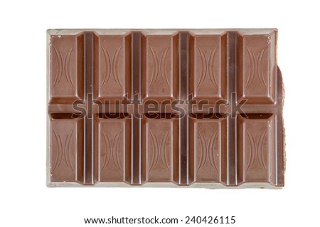 Chocolate bar isolated on white background with clipping path