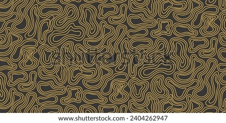 Abstract gold smooth shapes seamless pattern on isolated background. Vector figures, lines. For paper, cover, fabric, gift wrapping, notebook, bed linen, banner or poster
