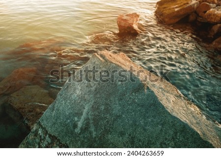 Boulders on the shore of the lake Balaton. High quality photo