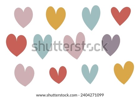 Colorful hearts clip art vector set isolated.