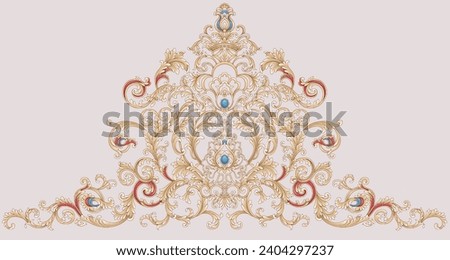 Ethnic style decoration with botanical flowers and ornaments.