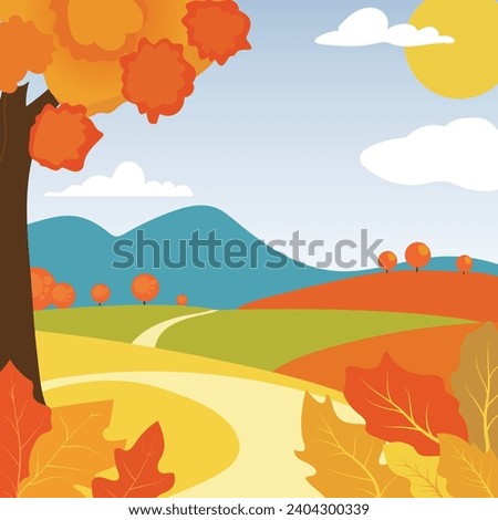 Autumn illustration vector landscape background