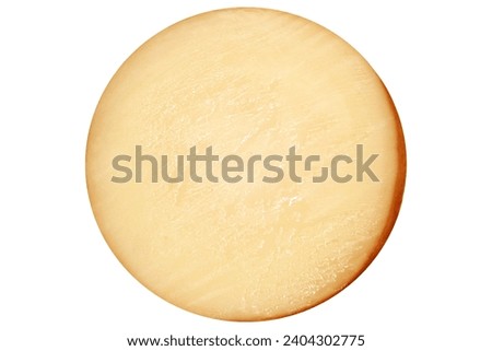 PROVOLONE WHEEL TEXTURE ON ISOLATED WHITE BACKGROUND Royalty-Free Stock Photo #2404302775