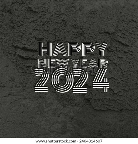 Happy new year 2024 simple stylish design number. Black background texture of house vector illustration.
