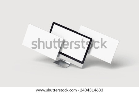 Modern computer and screen on white background