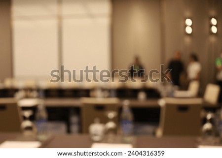 Blurred personal office desk for boss office room, this background is ideal for online meeting background or educational meeting background.