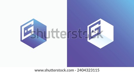 Letter G I line logo design in three-dimensional hexagon shape Royalty-Free Stock Photo #2404323115