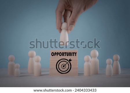 leadership human resources motivation to success, wood doll conception, success leader in performance opportunity  recruitment in vision of business team, growth by knowledge to professional position Royalty-Free Stock Photo #2404333433