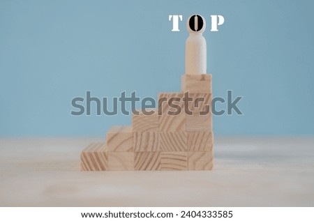 leadership human resources motivation to success, wood doll conception, success leader in performance opportunity  recruitment in vision of business team, growth by knowledge to professional position Royalty-Free Stock Photo #2404333585