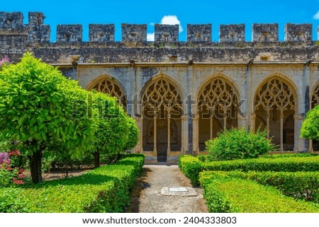 Cloister at Monastery of Santes Creus in Spain. Royalty-Free Stock Photo #2404333803