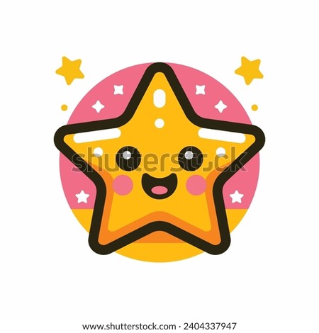 Cute face cartoon star vector logo design template