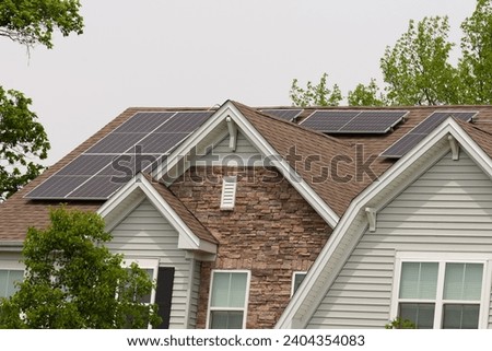 photo of a new roof with solar panels technology power system