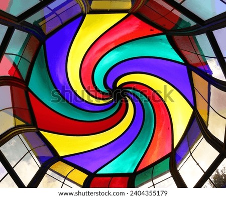 spiral colored stained glass roof	