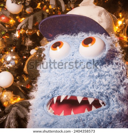 Cute fluffy Monster with Cap Christmas