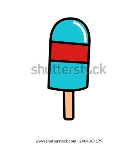 Flat color design ice cream icon. With isolated background, color style, symbols, vector illustration