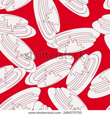 Pancake line art seamless pattern. Suitable for backgrounds, wallpapers, fabrics, textiles, wrapping papers, printed materials, and many more.