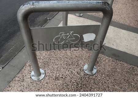 close up urban roadside bike parking