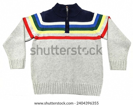 Multicolor Wool Mens Half Zipper isolate abeautiful  Sweater