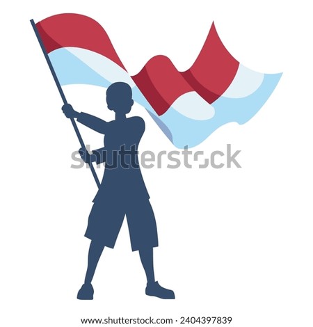 indonesia independence day illustration with kid and flag vector isolated