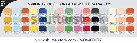 Fashion Trend Color guide palette 2024-25 no.04. An example of a color palette vector. Forecast of the future color. color palette for fashion designers, business, garments, and paints colors company