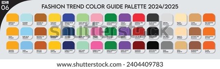 Fashion Trend Color guide palette 2024-25 no.06. An example of a color palette vector. Forecast of the future color. color palette for fashion designers, business, garments, and paints colors company