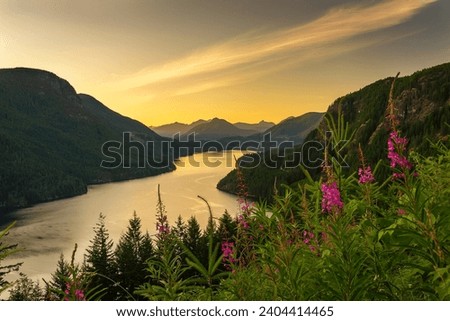 Amazing View of Mountains and Water with Beautiful Sky background