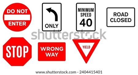 Left Turn Only Sign Road Traffic Regulatory Signage Vector EPS PNG Transparent No Background Clip Art 